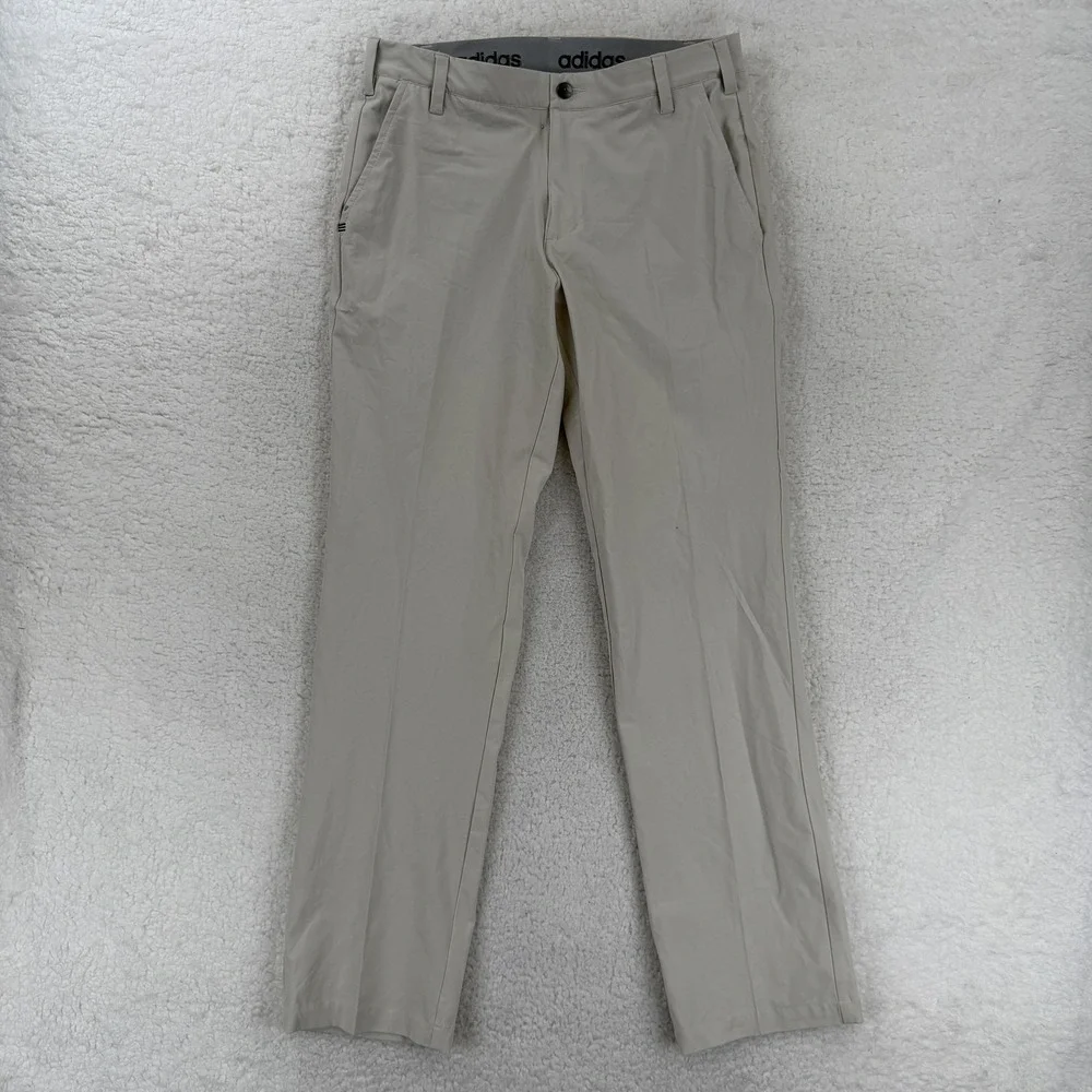 Adidas Golf Pants Mens 32x32 Beige‎ Stretch Flat Front Performance Talc AF1707